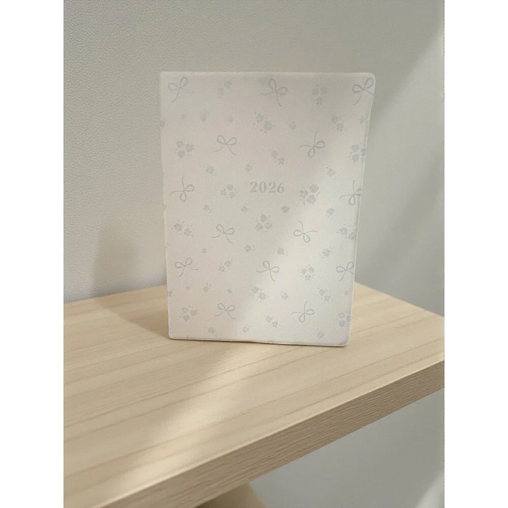 2026 12 month Planner White/Blue Floral Bow Planner Weekly & Monthly Small